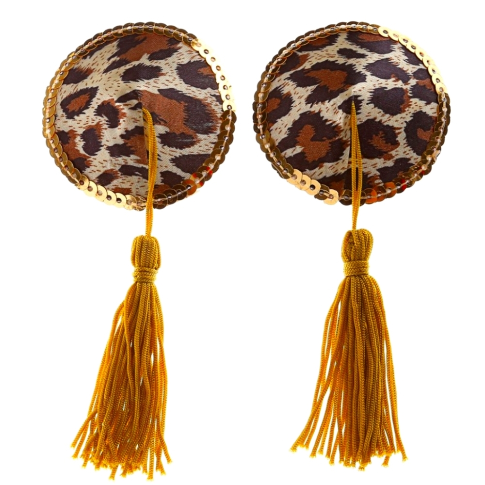 Satin Leopard Print Tassel Pasties